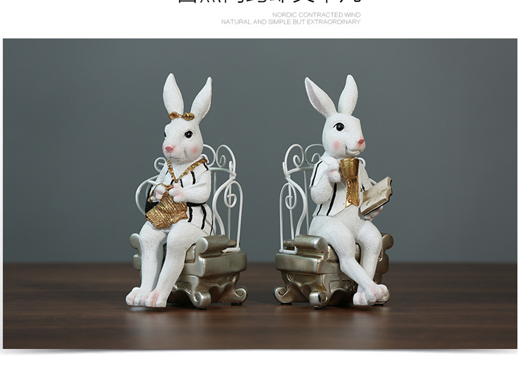Nordic resin home decorative arts and crafts decoration, lovely rabbit display a gift of zakka garden decorative wine cabinet Nordic resin home decorative arts and crafts decoration, lovely rabbit display a gift of zakka garden decorative wine cabinet