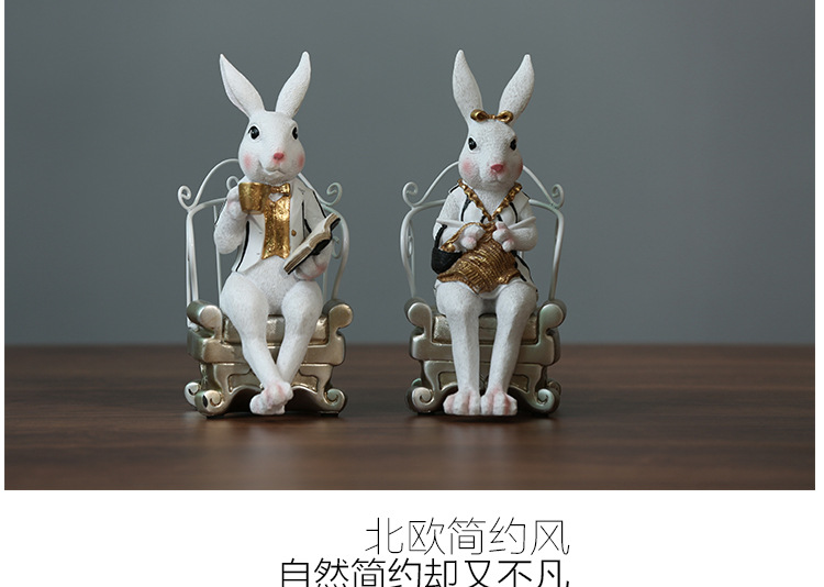 Nordic resin home decorative arts and crafts decoration, lovely rabbit display a gift of zakka garden decorative wine cabinet Nordic resin home decorative arts and crafts decoration, lovely rabbit display a gift of zakka garden decorative wine cabinet