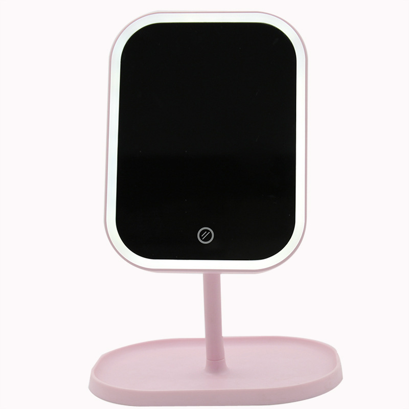 Douyin Online Influencer Portable Table Lamp Makeup Mirror Desktop Rechargeable Dressing Mirror Square Led Make-up Mirror with Light Mirror