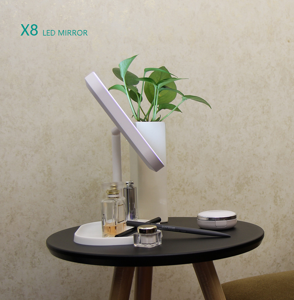 Douyin Online Influencer Portable Table Lamp Makeup Mirror Desktop Rechargeable Dressing Mirror Square Led Make-up Mirror with Light Mirror