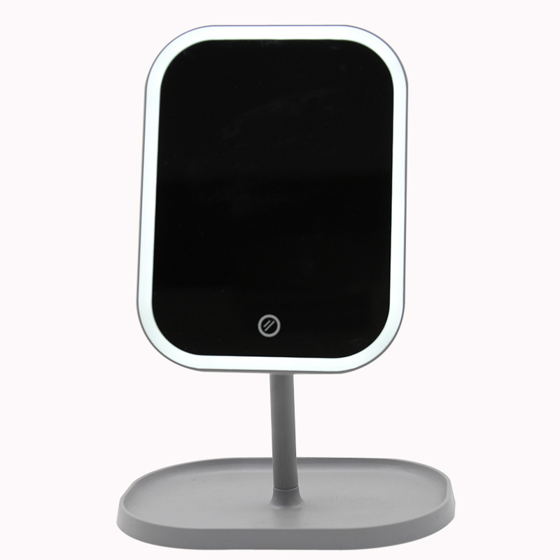 Douyin Online Influencer Portable Table Lamp Makeup Mirror Desktop Rechargeable Dressing Mirror Square Led Make-up Mirror with Light Mirror