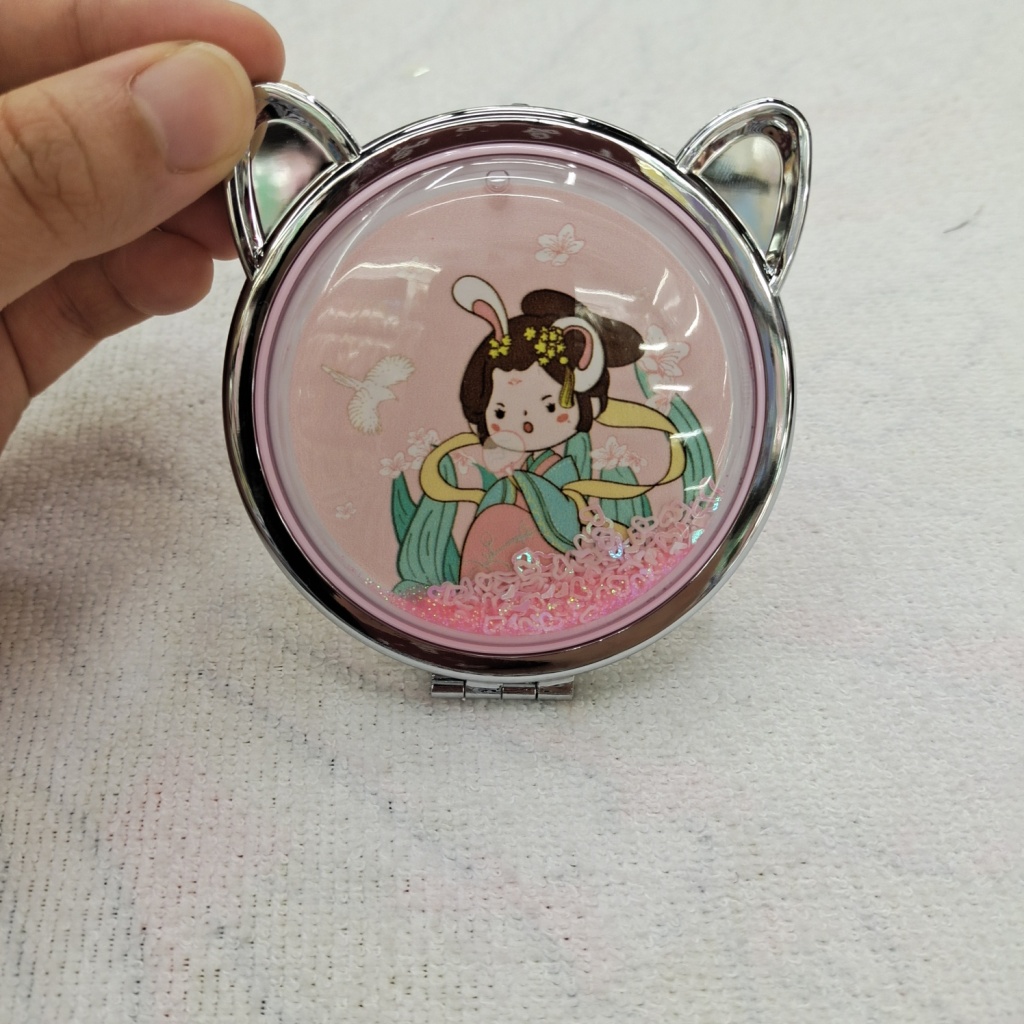 Carry-on Cosmetic Mirror Cute Portable Folding Mirror Mini Dressing Mirror Ins Style Girl Heart Flip Double-Sided Small Mirror