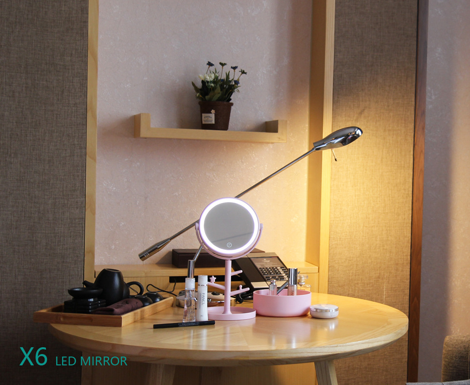 Desktop Storage Box Smart Analog Brightness Adjustment Touch Dressing Mirror USB Multi-Function Smart Fill Light Led Makeup Mirror