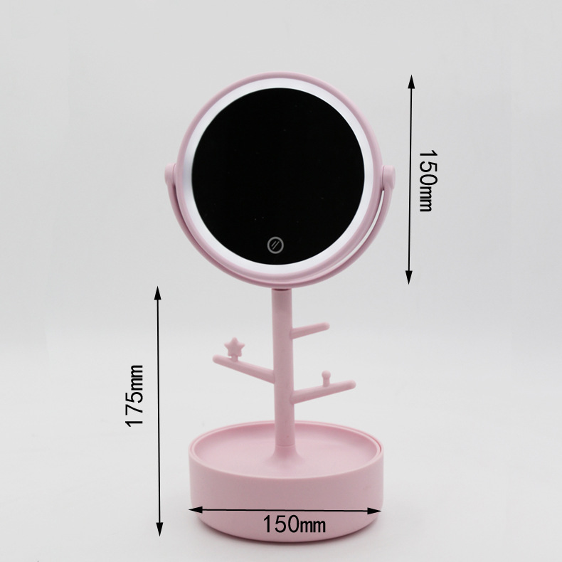 Desktop Storage Box Smart Analog Brightness Adjustment Touch Dressing Mirror USB Multi-Function Smart Fill Light Led Makeup Mirror
