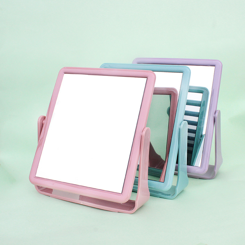 Hot-Selling Transparent Color Desktop Double-Sided Dressing Mirror Square Makeup Mirror Large Small Number Dressing Table Mirror