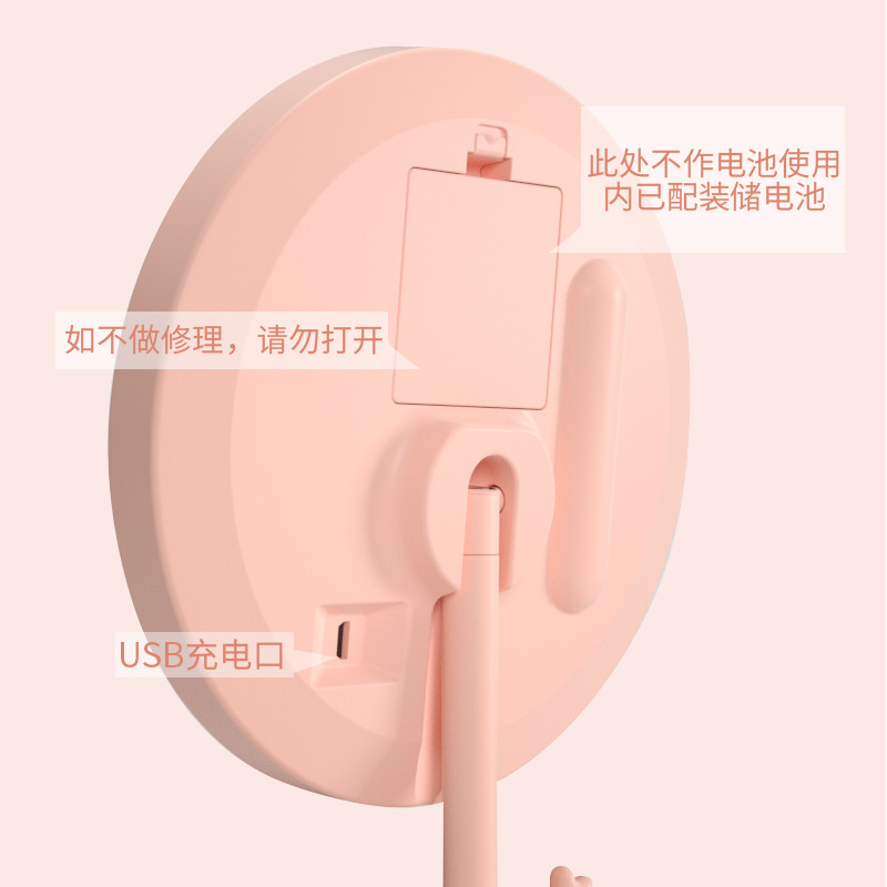 Internet Celebrity Plastic Charging Female Dressing Mirror Desktop Electrodeless Dimming Dormitory Mirror with Light Portable Folding Led Make-up Mirror