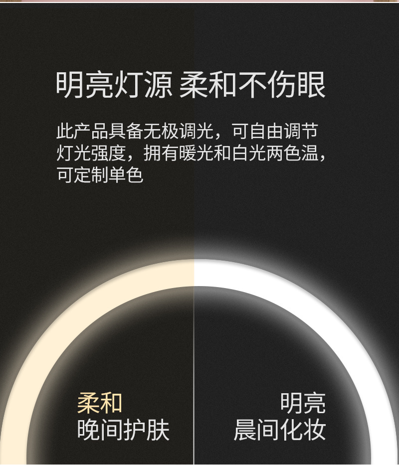 Internet Celebrity Plastic Charging Female Dressing Mirror Desktop Electrodeless Dimming Dormitory Mirror with Light Portable Folding Led Make-up Mirror