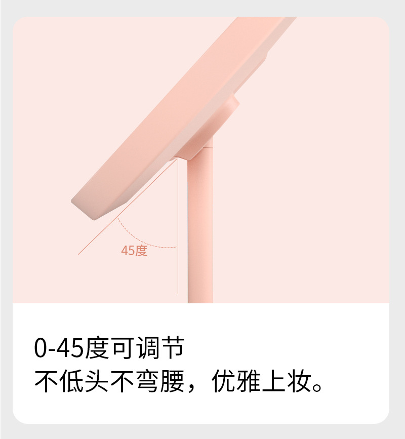 Internet Celebrity Plastic Charging Female Dressing Mirror Desktop Electrodeless Dimming Dormitory Mirror with Light Portable Folding Led Make-up Mirror