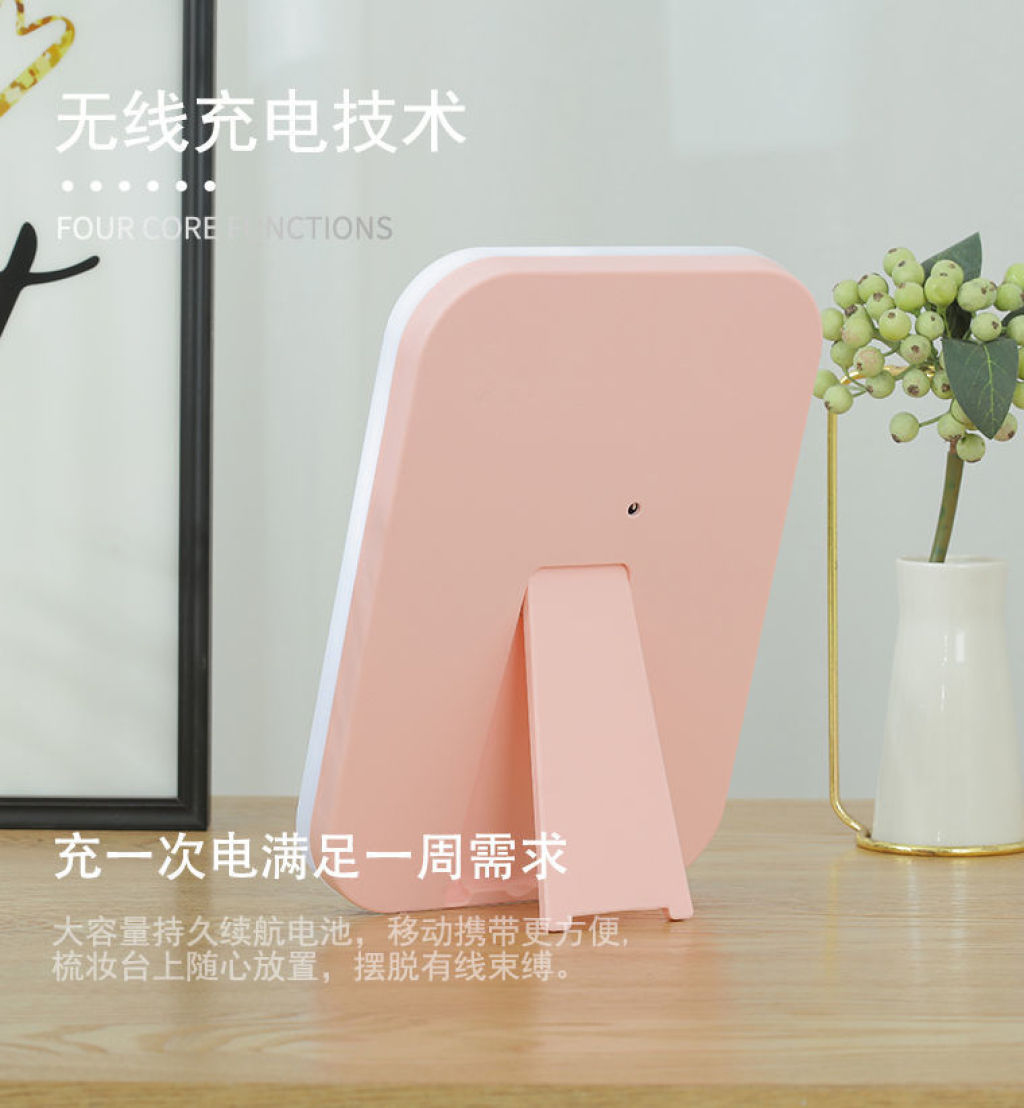 Mirror Makeup Mirror Portable LED Light Mirror Dormitory TikTok Dressing Mirror Folding Table Desktop Mirror Female Student Mirror