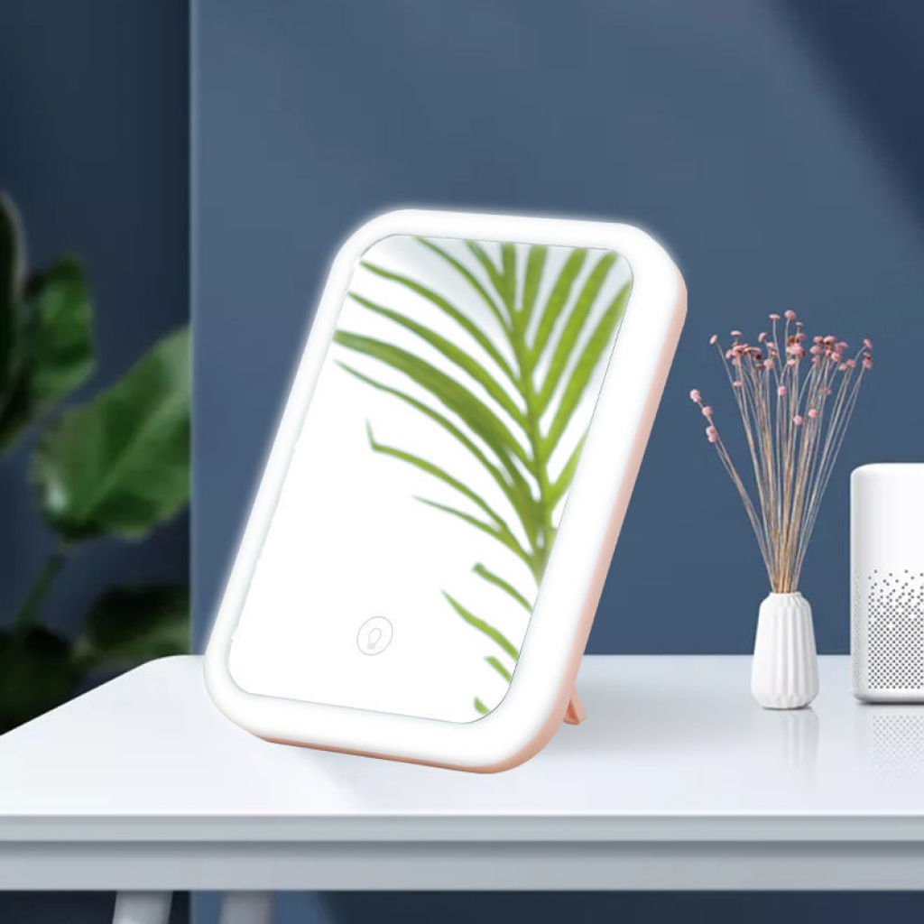 Mirror Makeup Mirror Portable LED Light Mirror Dormitory TikTok Dressing Mirror Folding Table Desktop Mirror Female Student Mirror