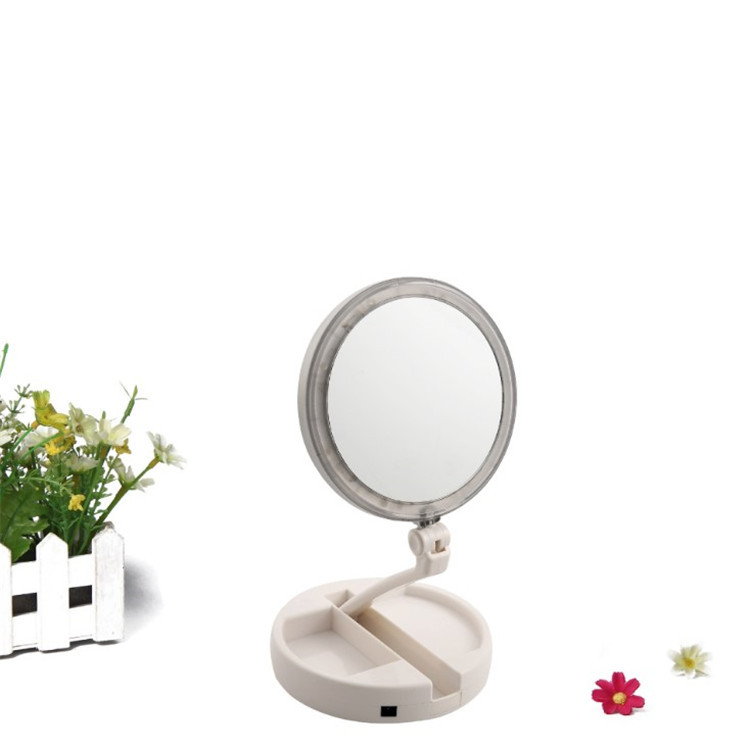 New Folding Led Cosmetic Mirror with Light Portable with Light Small Mirror Douyin Online Influencer Girl Dressing Mirror