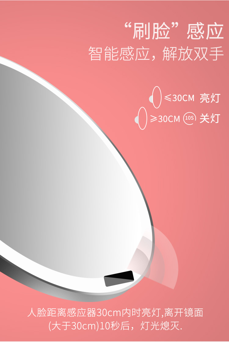 High-end european-style led desktop smart induction fill light dressing mirror with lamp 8.5-inch usb charging web celebrity mirror