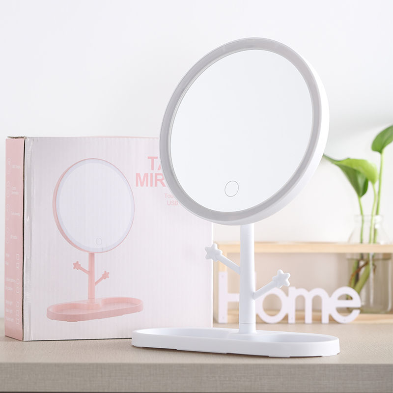 Douyin Online Influencer Mini Mirror with Light Electrodeless Dimming USB Rechargeable Female Dressing Mirror Portable Led Make-up Mirror Douyin Online Influencer Mini Mirror with Light Electrodeless Dimming USB Rechargeable Female Dressing Mirror Portable Led Make-up Mirror
