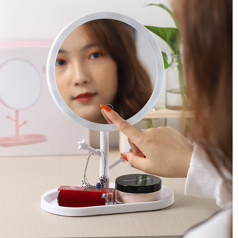 Douyin Online Influencer Mini Mirror with Light Electrodeless Dimming USB Rechargeable Female Dressing Mirror Portable Led Make-up Mirror Douyin Online Influencer Mini Mirror with Light Electrodeless Dimming USB Rechargeable Female Dressing Mirror Portable Led Make-up Mirror