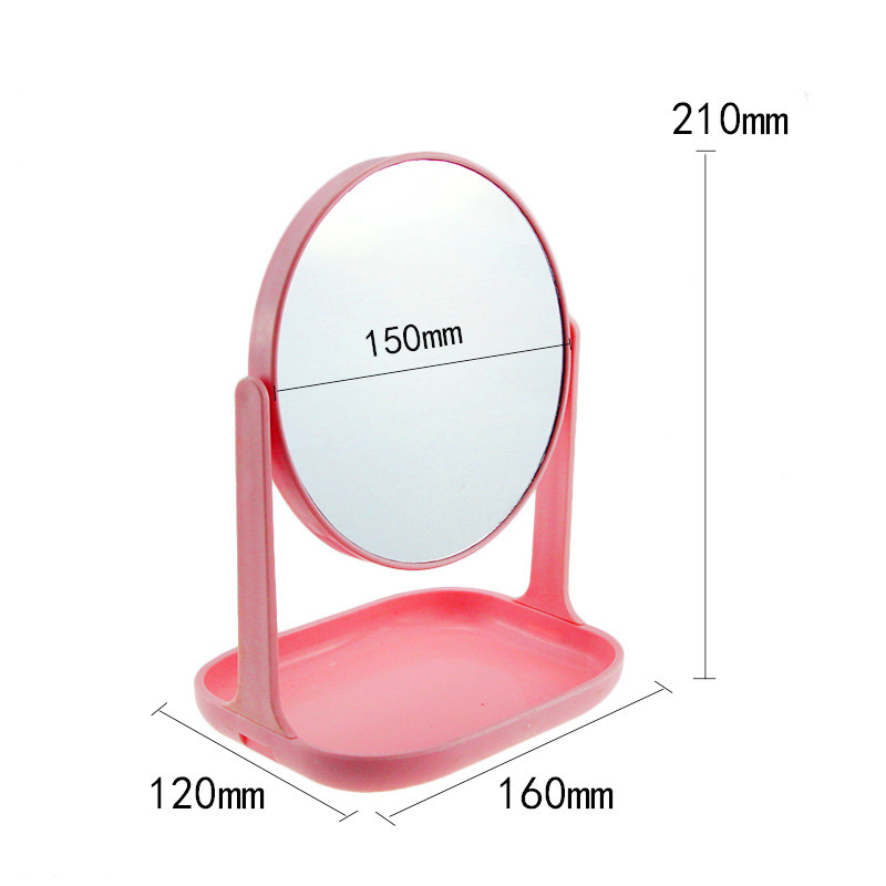 Desktop Double-Sided 3x Times Small Mirror Portable Dressing Mirror Rotating Storage Cosmetic Mirror Household Cosmetic Mirror Small Mirror