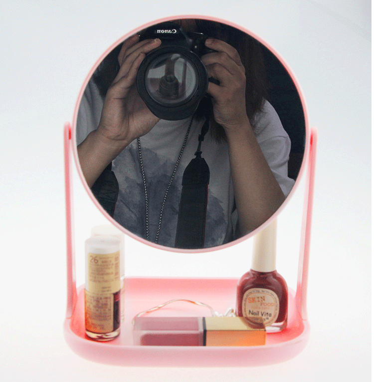 Desktop Double-Sided 3x Times Small Mirror Portable Dressing Mirror Rotating Storage Cosmetic Mirror Household Cosmetic Mirror Small Mirror