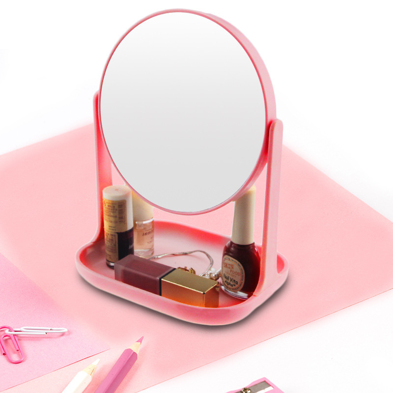 Desktop Double-Sided 3x Times Small Mirror Portable Dressing Mirror Rotating Storage Cosmetic Mirror Household Cosmetic Mirror Small Mirror
