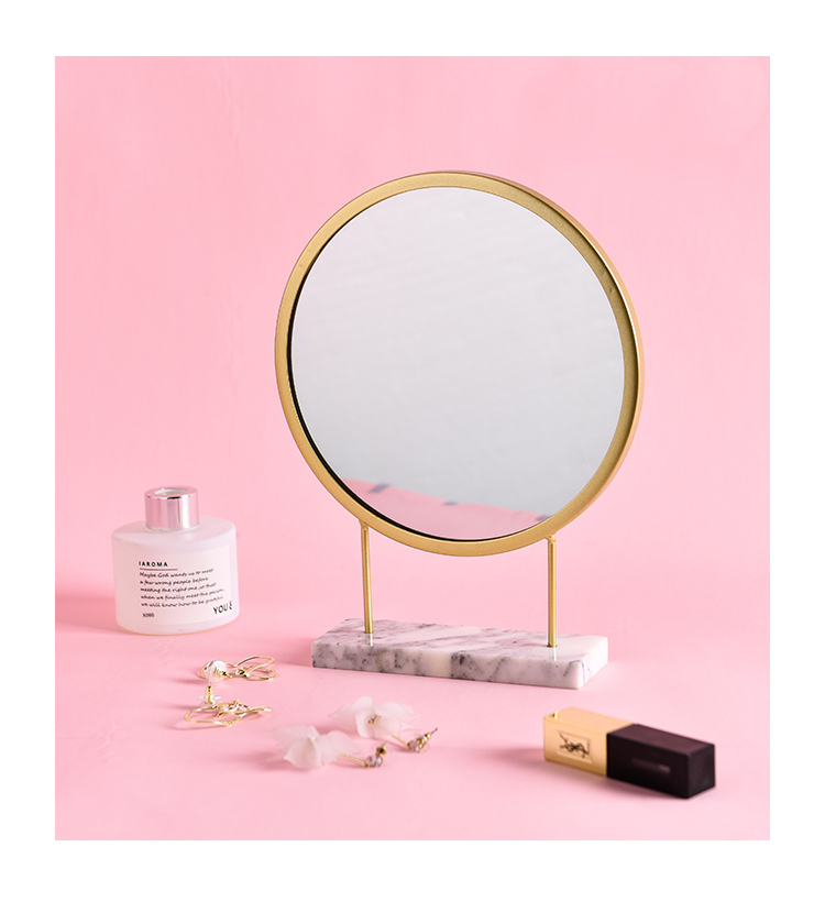Nordic Ins Light Luxury Dressing Table Makeup Mirror Modern Minimalist Student Dormitory Iron Marble Internet Celebrity Dressing Mirror