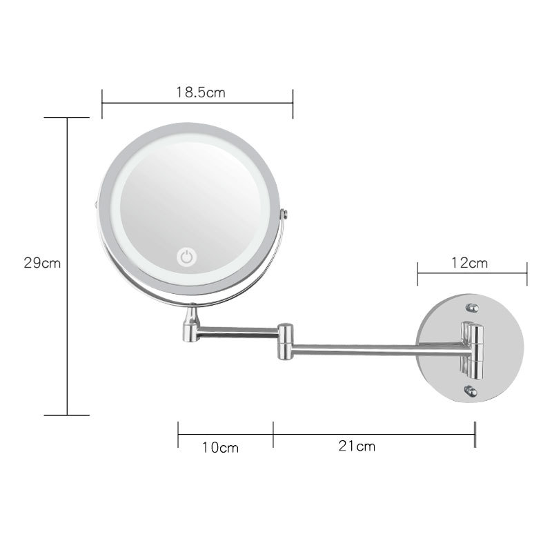 LED bathroom dressing mirror with lamp folding double-sided wall hanging usb charging touch dimming cosmetic mirror 10 times magnification