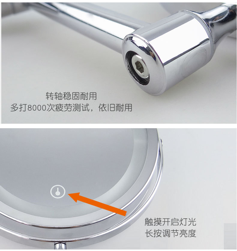 LED bathroom dressing mirror with lamp folding double-sided wall hanging usb charging touch dimming cosmetic mirror 10 times magnification LED bathroom dressing mirror with lamp folding double-sided wall hanging usb charging touch dimming cosmetic mirror 10 times magnification