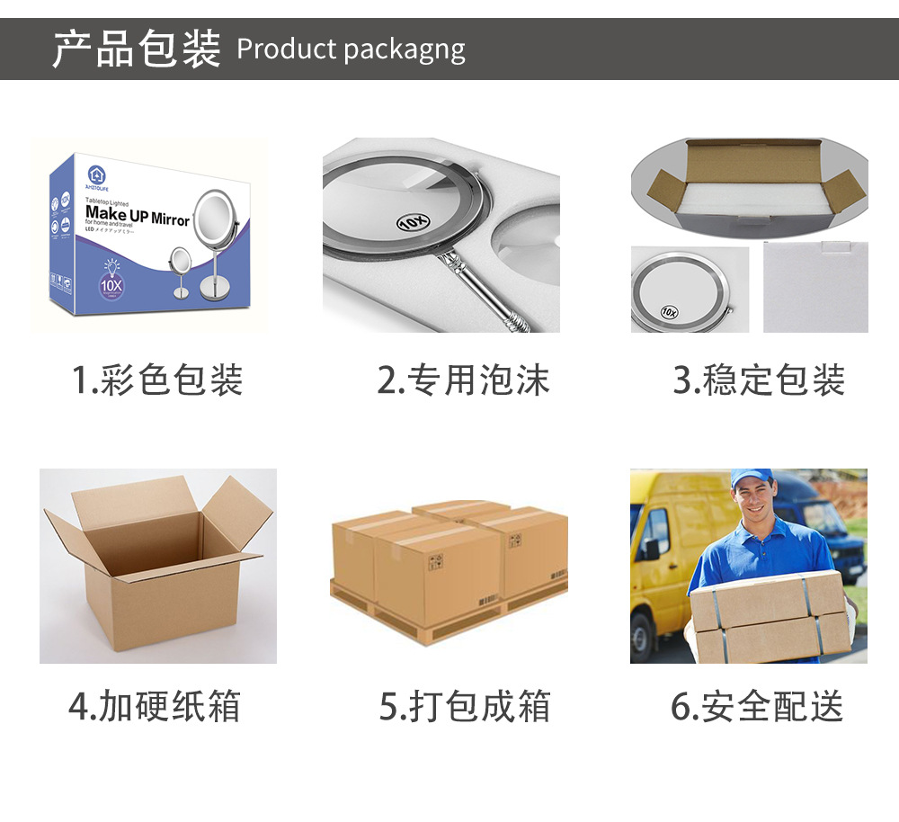 LED bathroom dressing mirror with lamp folding double-sided wall hanging usb charging touch dimming cosmetic mirror 10 times magnification LED bathroom dressing mirror with lamp folding double-sided wall hanging usb charging touch dimming cosmetic mirror 10 times magnification