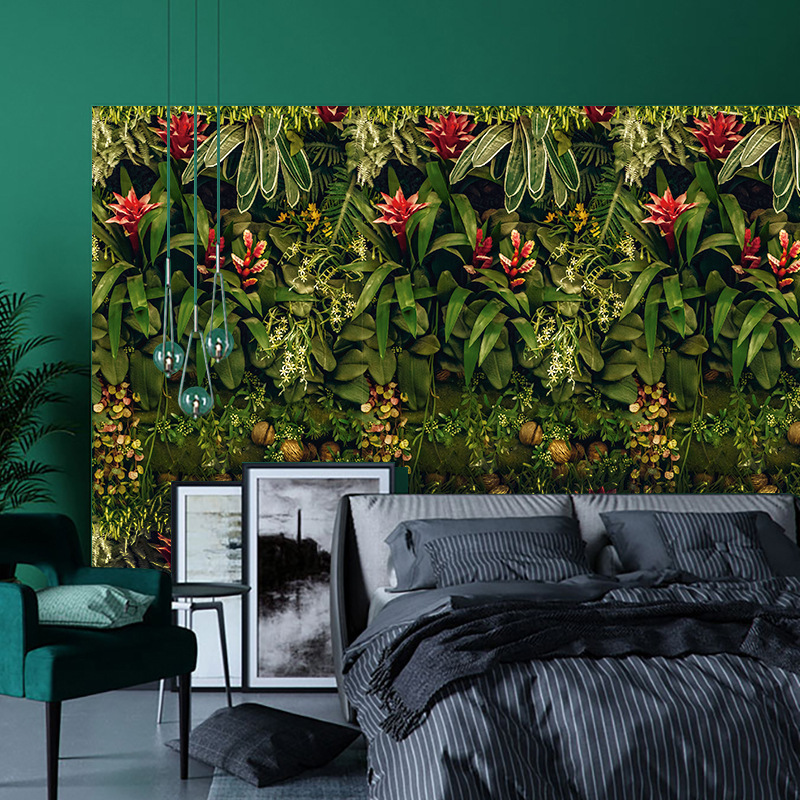 Green Plant Wallpaper Dining Room Entrance Company Balcony Dormitory TV Wall Background Wall Decoration Wallpaper SA-1038