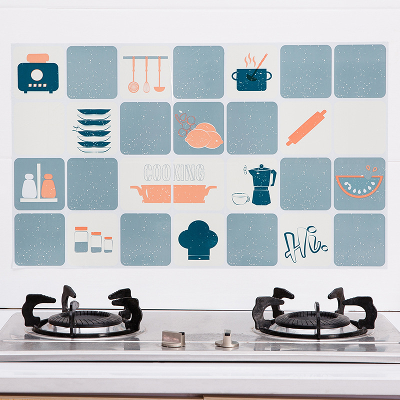 greasepaper Large kitchen countertop heat resistant tile wall with household cabinet stickers waterproof wallpaper