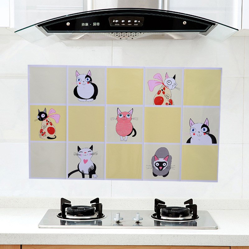 greasepaper Large kitchen countertop heat resistant tile wall with household cabinet stickers waterproof wallpaper