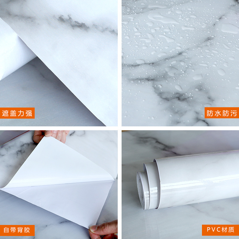 Xi Pan Wallpaper SA-2008 Marble Simulation Wallpaper Kitchen Countertop Desktop Bathroom Self-Adhesive Floor Wall Sticker