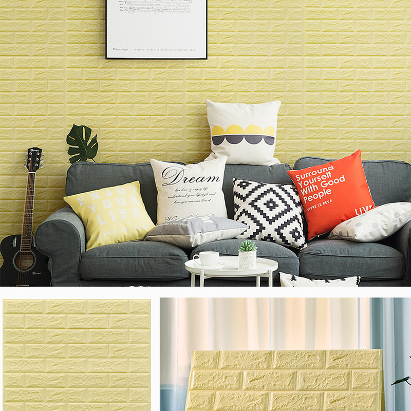 Foam Brick Pattern 3D Stereo Wall Self-Adhesive Sticker Wallpaper Bedroom Background Wall Wallpaper Stickers Children&#039;s Room Kitchen Greaseproof Stickers