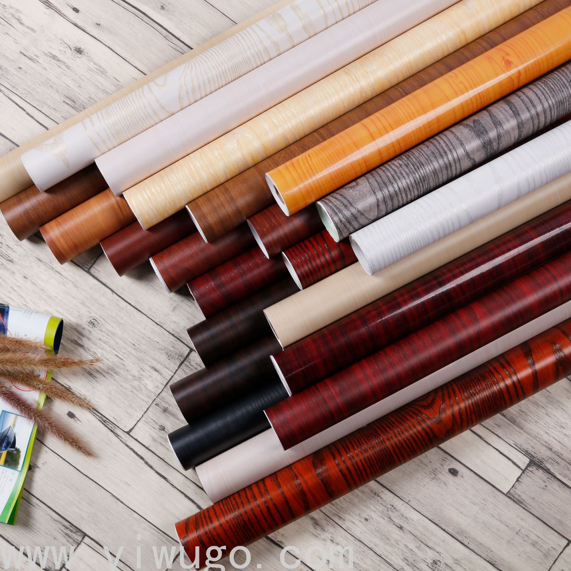 Thickened Wood Grain Sticker Self-Adhesive Wallpaper Waterproof PVC Boeing Film Wardrobe Desktop Furniture Renovation Wallpaper