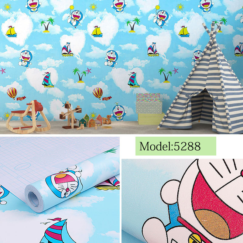 Fudi Wallpaper Thick Self-Adhesive Wallpaper PVC Waterproof Stickers Cartoon Bedroom Background Wall Stickers 10 M