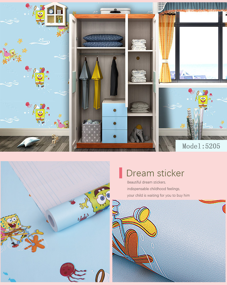 Fudi Wallpaper Thick Self-Adhesive Wallpaper PVC Waterproof Stickers Cartoon Bedroom Background Wall Stickers 10 M Fudi Wallpaper Thick Self-Adhesive Wallpaper PVC Waterproof Stickers Cartoon Bedroom Background Wall Stickers 10 M
