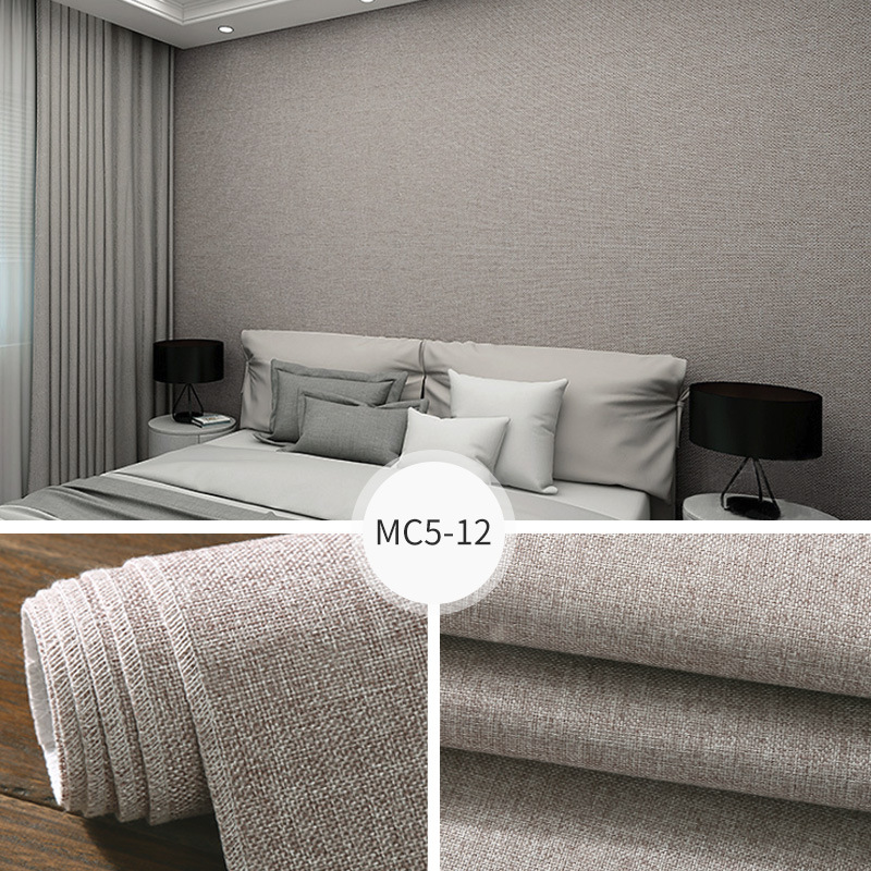  Chinese-Style Linen Wall Cloth Solid Color Plain Hotel Background Wallpaper Engineering Home Decoration Seamless 