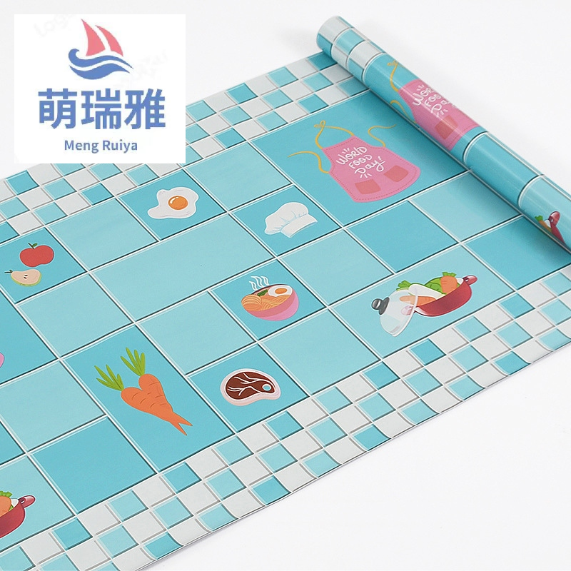 Oil-Proof Stickers Kitchen Roll Paper Cooking Bench Stickers High Temperature Resistant Self-Adhesive Waterproof Nordic Style Wallpaper Kitchen Oil-Proof Stickers