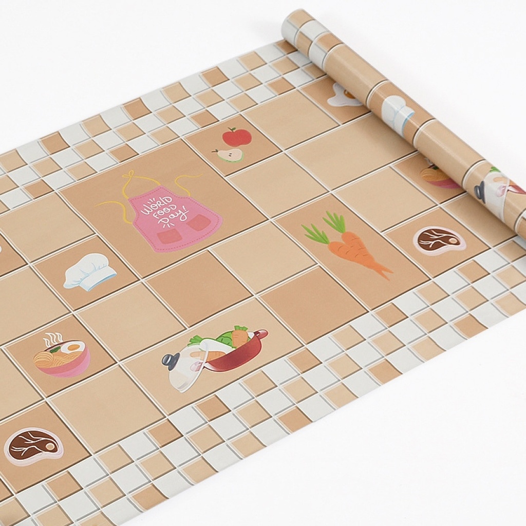 Oil-Proof Stickers Kitchen Roll Paper Cooking Bench Stickers High Temperature Resistant Self-Adhesive Waterproof Nordic Style Wallpaper Kitchen Oil-Proof Stickers