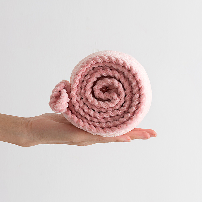 Coral Fleece Covered Edge Hair-Drying Cap plus-Sized Thick Absorbent Quick-Drying Hair Towel Towel Wavy Edge Home Daily Use Hair-Drying Cap
