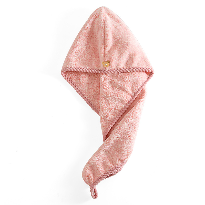 Coral Fleece Covered Edge Hair-Drying Cap plus-Sized Thick Absorbent Quick-Drying Hair Towel Towel Wavy Edge Home Daily Use Hair-Drying Cap