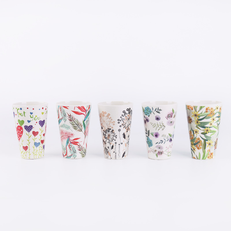 Protection Bamboo Fiber Coffe Cup Summer Daily Necessities Creative New for Home Office Use Casual Pattern Set