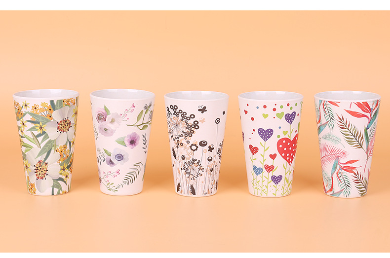 Protection Bamboo Fiber Coffe Cup Summer Daily Necessities Creative New for Home Office Use Casual Pattern Set