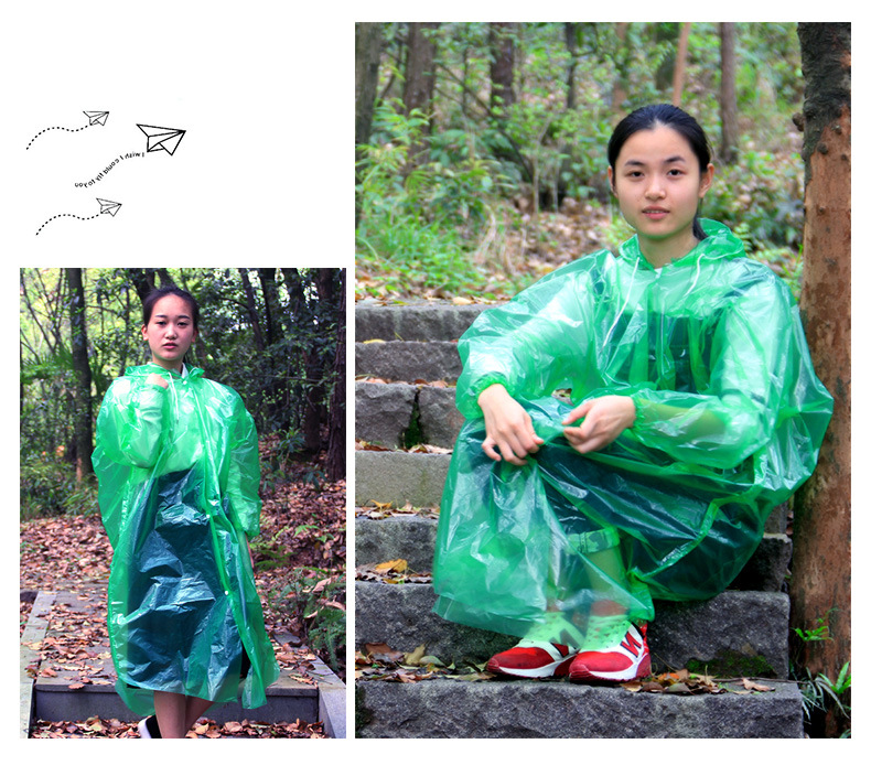Qiahang Wholesale Button Extra Thick 6 Silk Disposable Raincoat Transparent Travel Mountaineering Cycling Thickened Poncho Raincoat