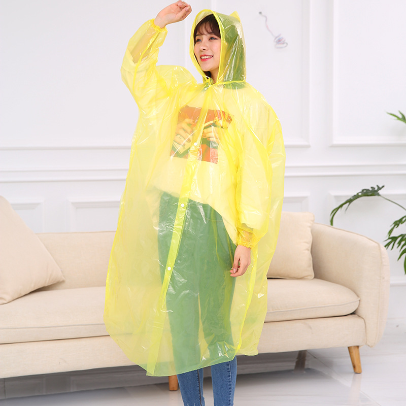 Qiahang Wholesale Button Extra Thick 6 Silk Disposable Raincoat Transparent Travel Mountaineering Cycling Thickened Poncho Raincoat