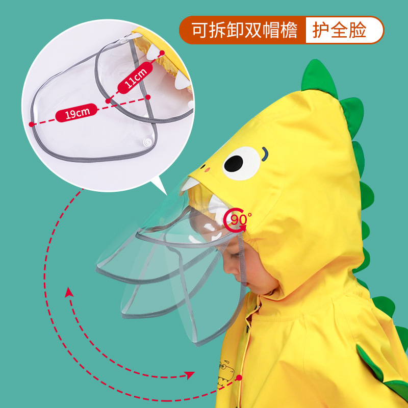 boy and Girl Kindergarten schoolmates raincoat Poncho cute Caplike schoolbag for primary school students rain gear