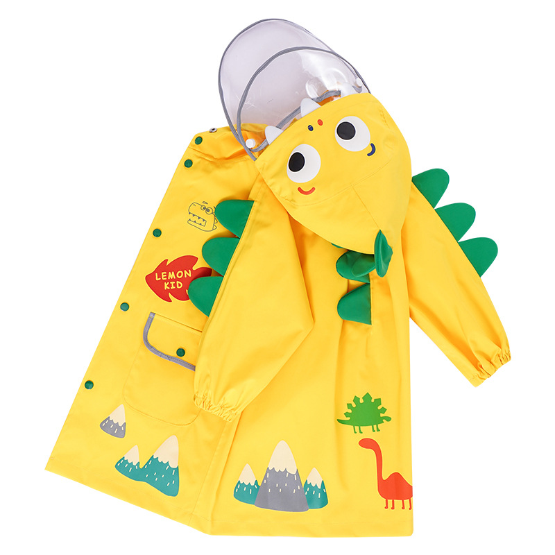 boy and Girl Kindergarten schoolmates raincoat Poncho cute Caplike schoolbag for primary school students rain gear