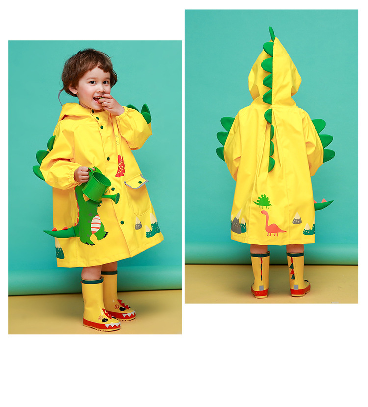 boy and Girl Kindergarten schoolmates raincoat Poncho cute Caplike schoolbag for primary school students rain gear