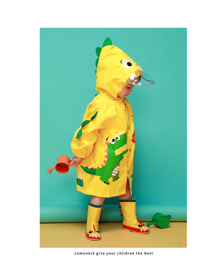 boy and Girl Kindergarten schoolmates raincoat Poncho cute Caplike schoolbag for primary school students rain gear