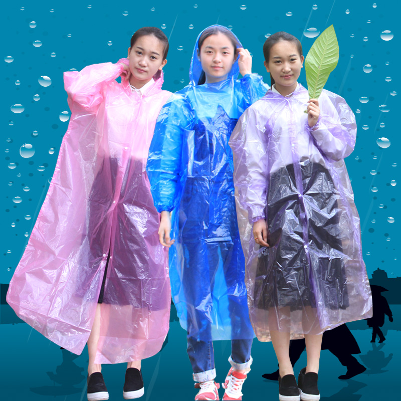 Raincoat Jacket Unisex Thickened Transparent Adult Portable Waterproof Raincoat Outdoor One-Piece Protective Disposable Poncho
