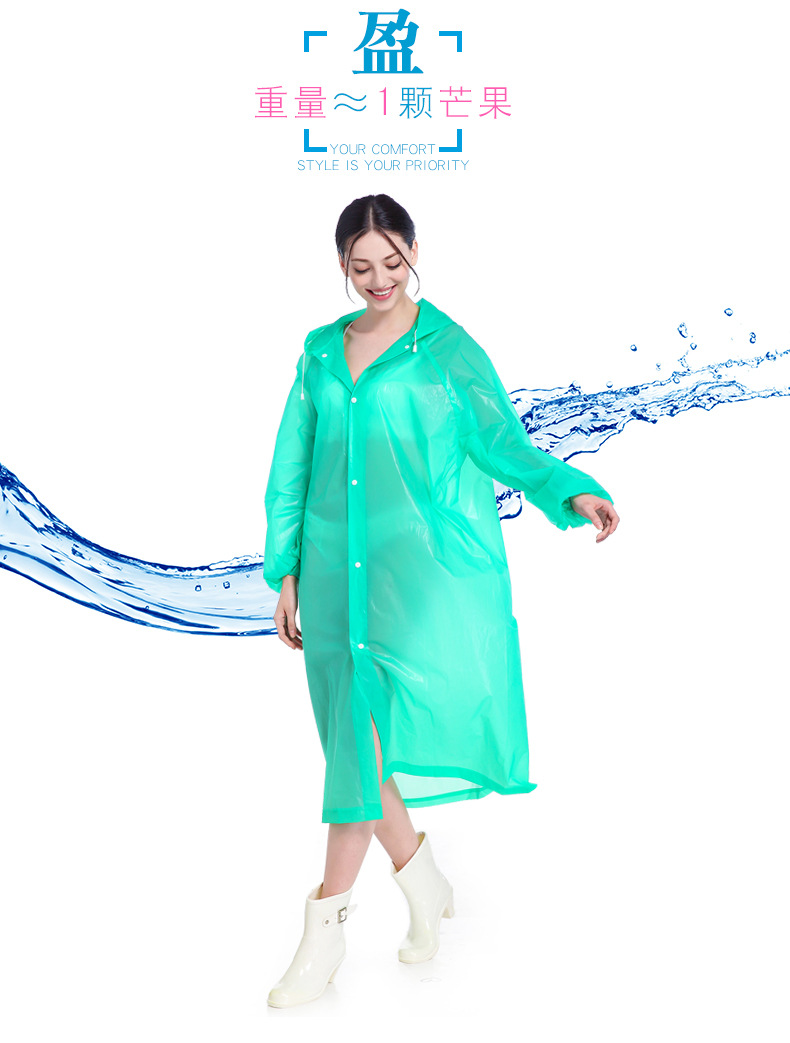 EVA Raincoat Manufacturer 2021 New Non-Disposable Eva PEVA Raincoat Travel Outdoor Lightweight Poncho Wholesale