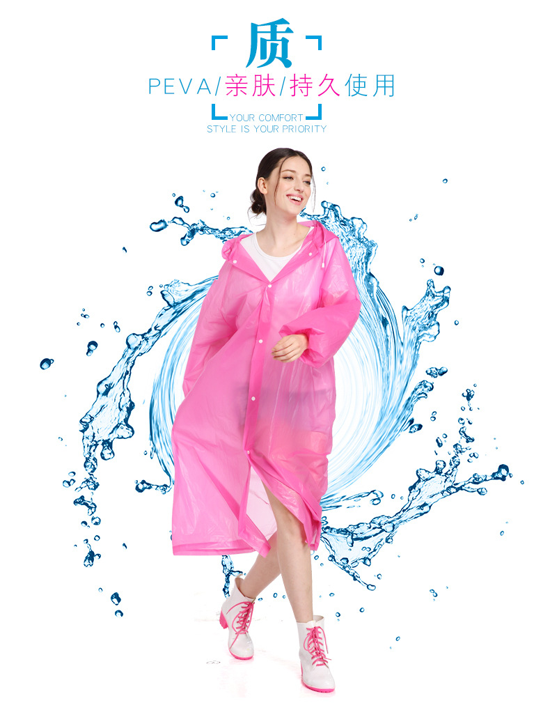 EVA Raincoat Manufacturer 2021 New Non-Disposable Eva PEVA Raincoat Travel Outdoor Lightweight Poncho Wholesale