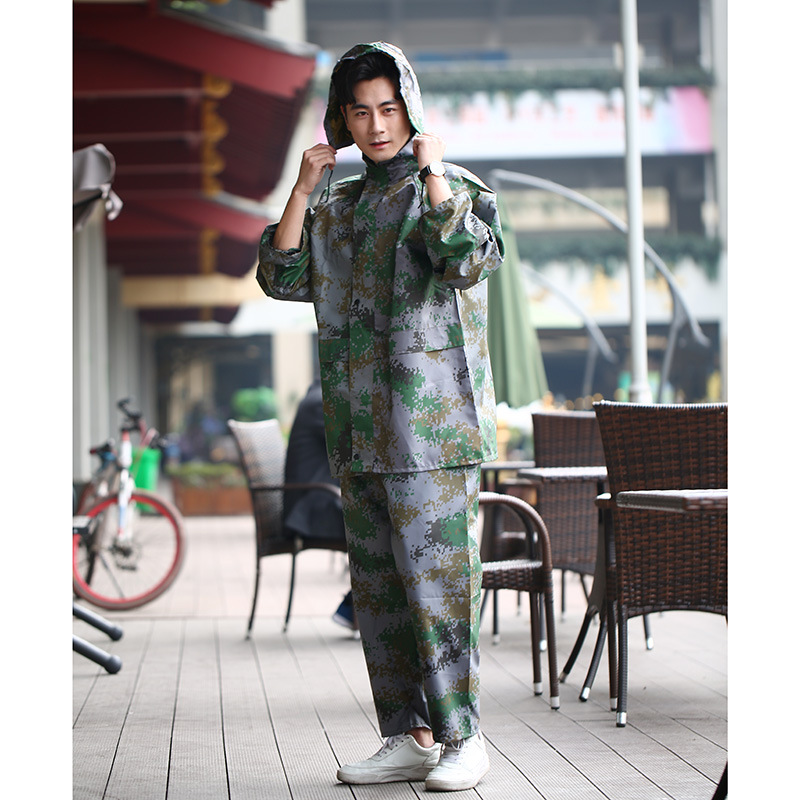 European and American fashion men's digital camouflage split raincoat adult outdoor riding raincoat suit hot sale in foreign trade European and American fashion men's digital camouflage split raincoat adult outdoor riding raincoat suit hot sale in foreign trade